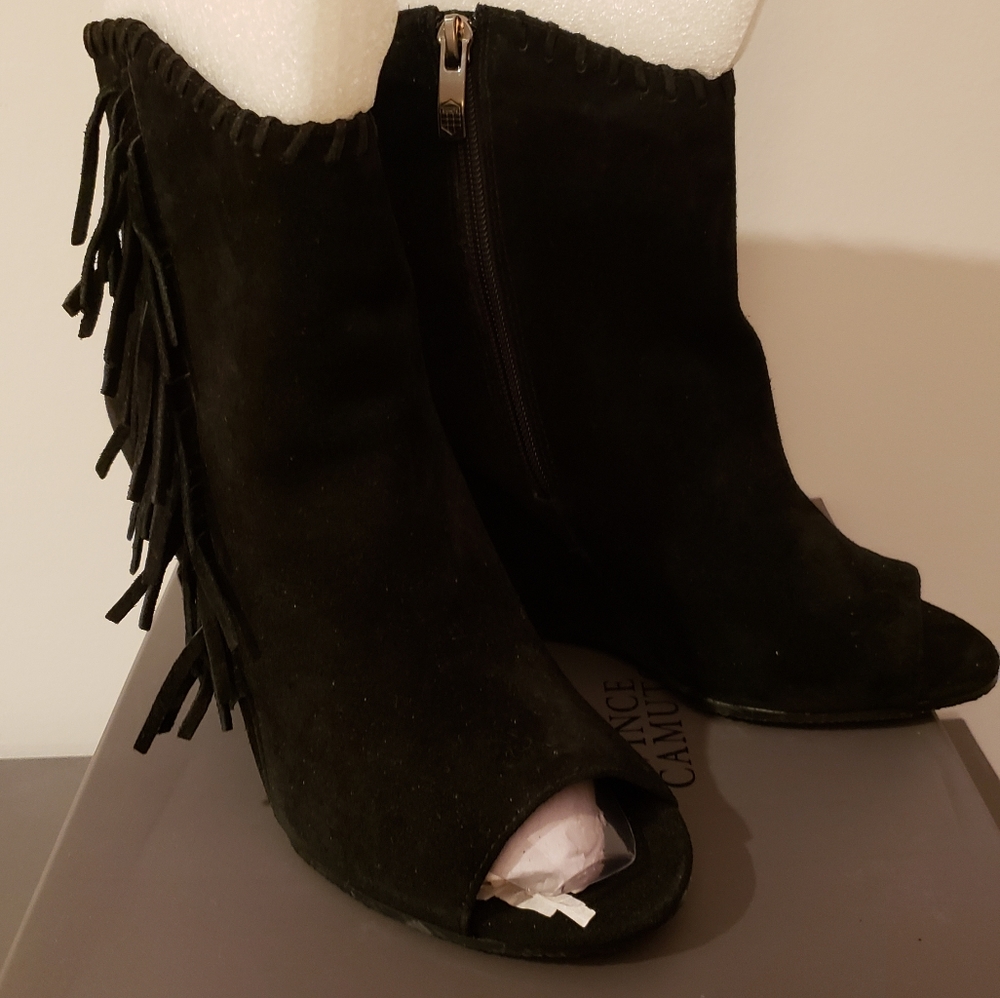 Black suede wedged booties